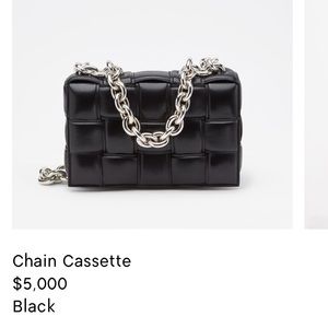 Bottega Chain Cassette bag black and silver. Worn twice authenticity card inside